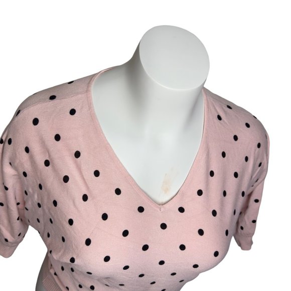 NWT Premise Women's Pullover Knit Top Blouse Pink & Black Polka Size Small - Picture 6 of 13